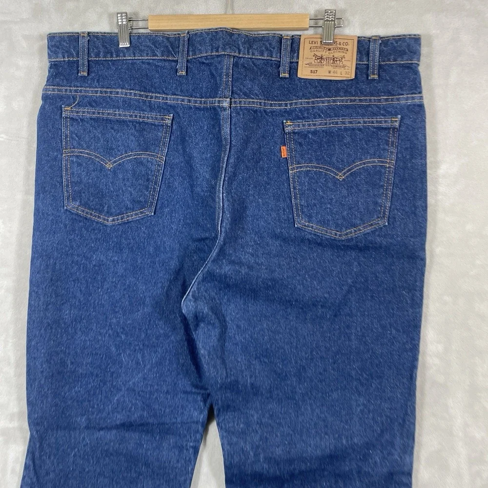 Vtg Levis Orange Tab 517 Jeans Mens 46x32 (fit 44x32) Bootcut USA 90s DARK Wash